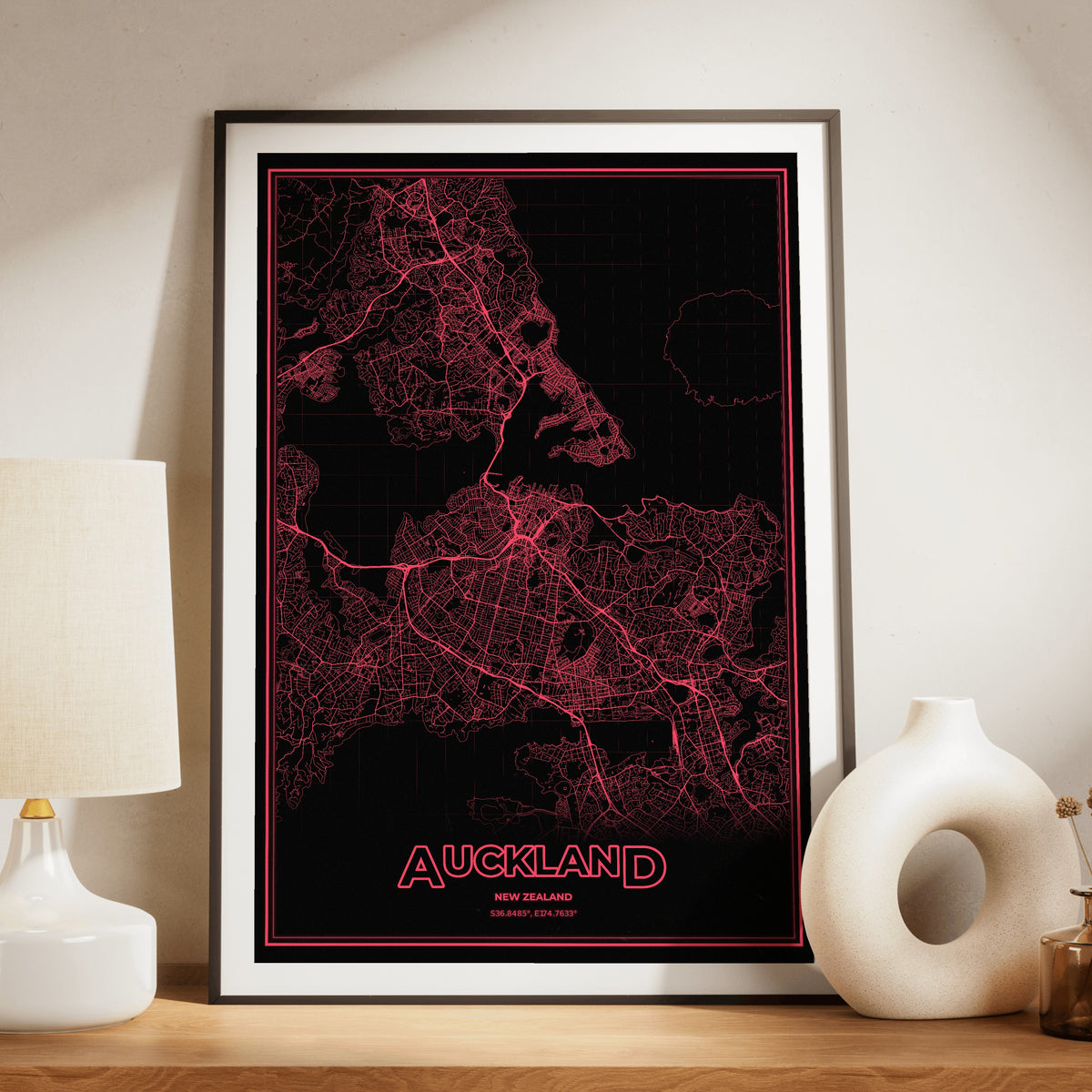 Auckland Phosphor Map Poster - System Alert