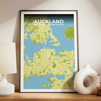 Auckland Fern Map Poster