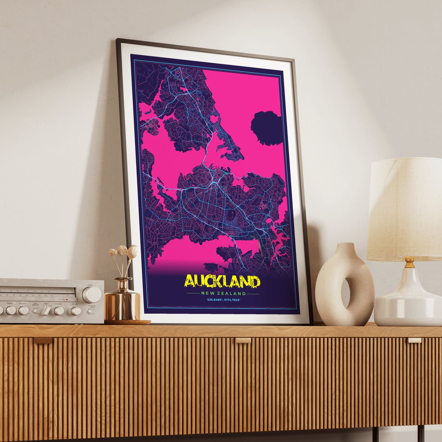 Auckland Cyberpunk Map Poster