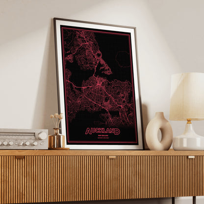 Auckland Phosphor Map Poster - System Alert
