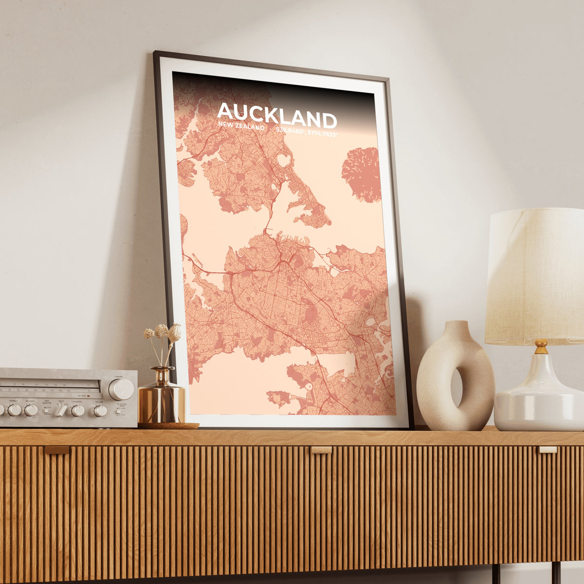 Auckland Blush Map Poster