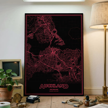 Auckland Phosphor Map Poster - System Alert