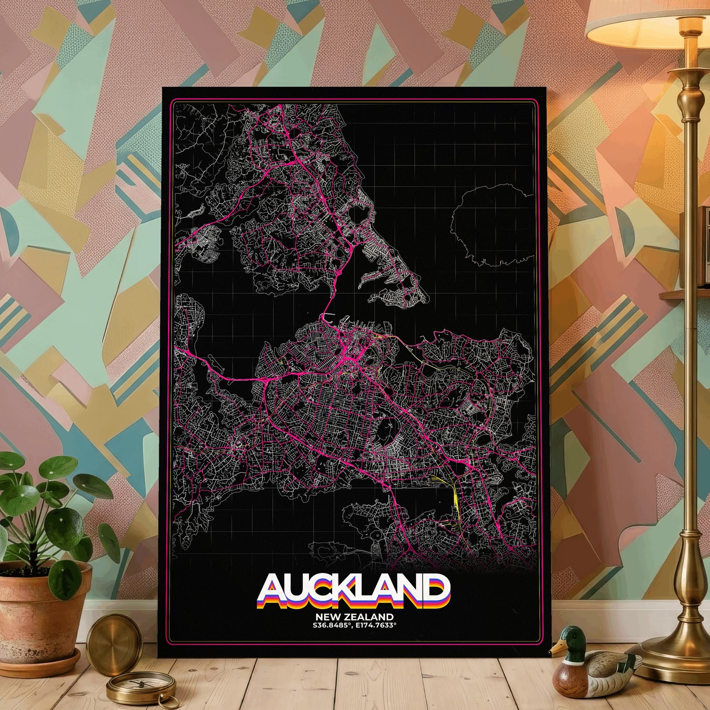 Auckland Retro Map Poster