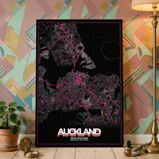 Auckland Retro Map Poster