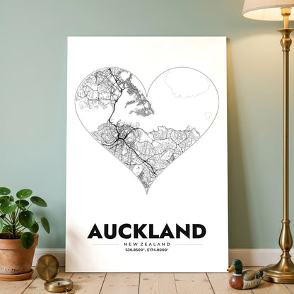 Auckland Heart Map Poster