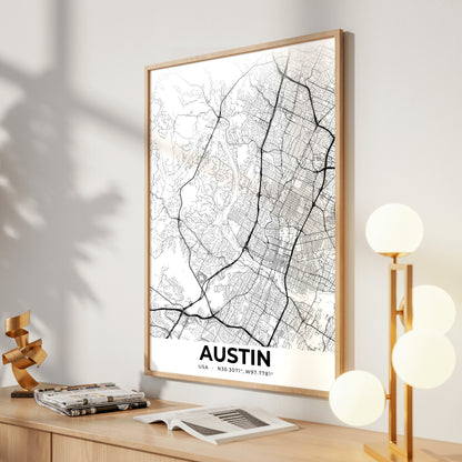 Austin Elegant Map Poster