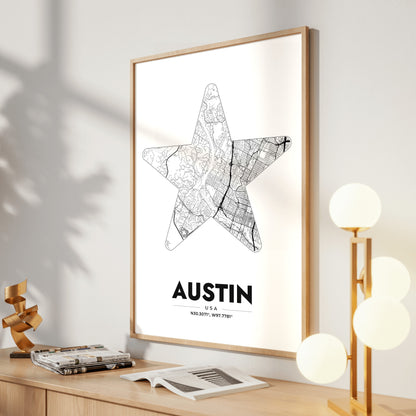 Austin Star Map Poster