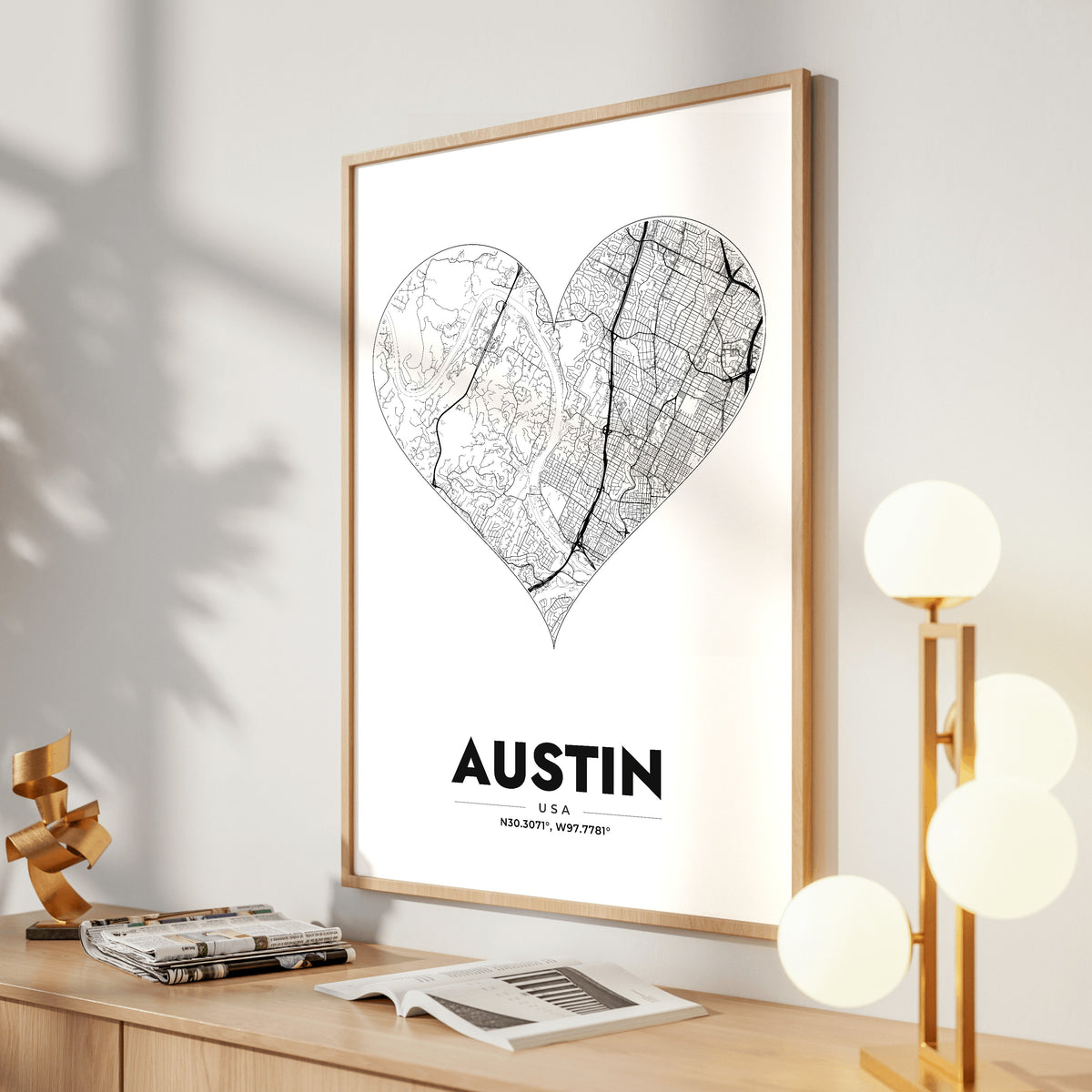Austin Heart Map Poster
