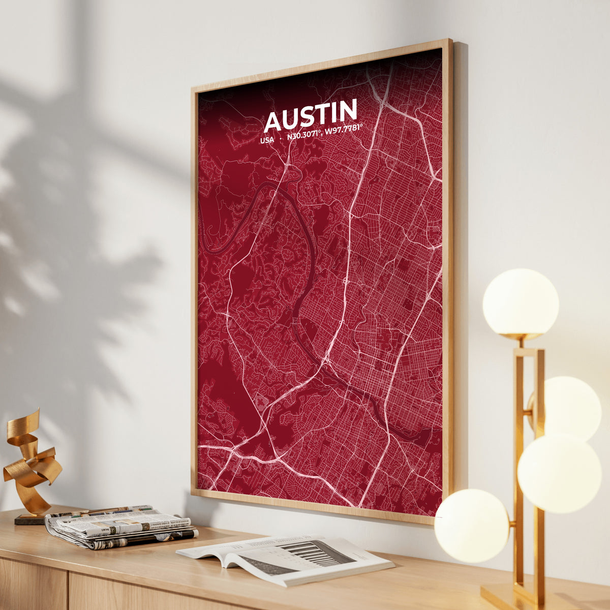 Austin Garnet Map Poster