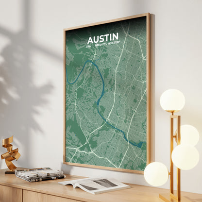 Austin Mist Map Poster