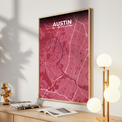 Austin Scarlet Map Poster