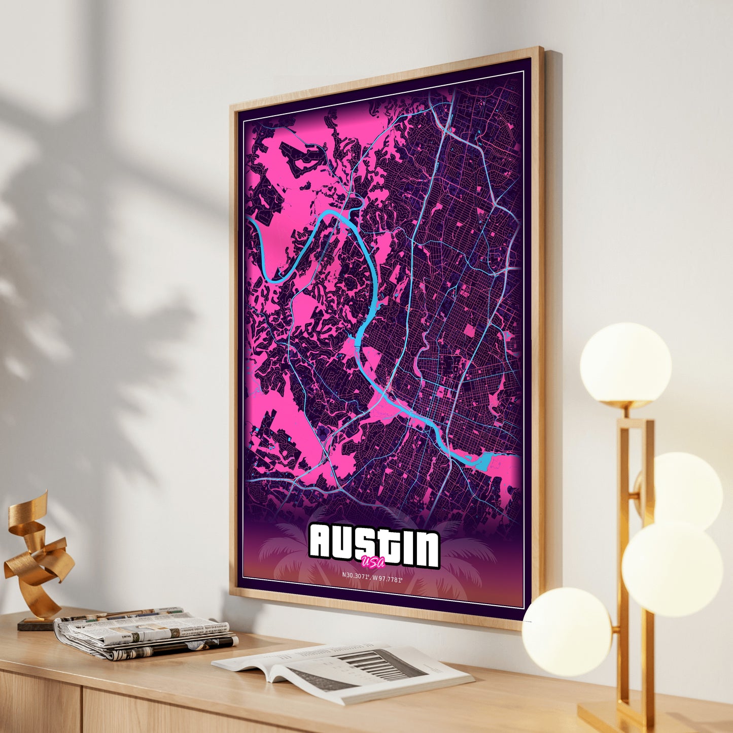 Austin GTA Map Poster