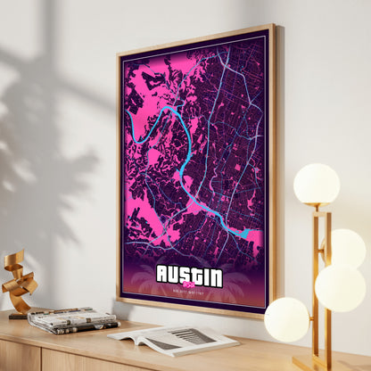 Austin GTA Map Poster
