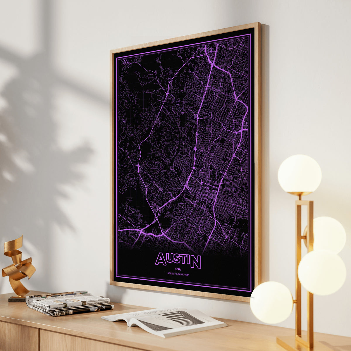Austin Phosphor Map Poster - EGA Violet