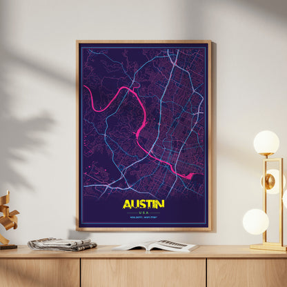 Austin Cyberpunk Map Poster