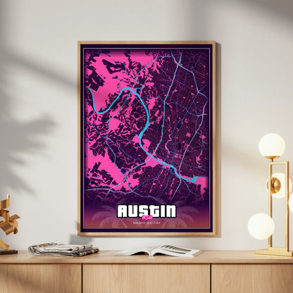 Austin GTA Map Poster