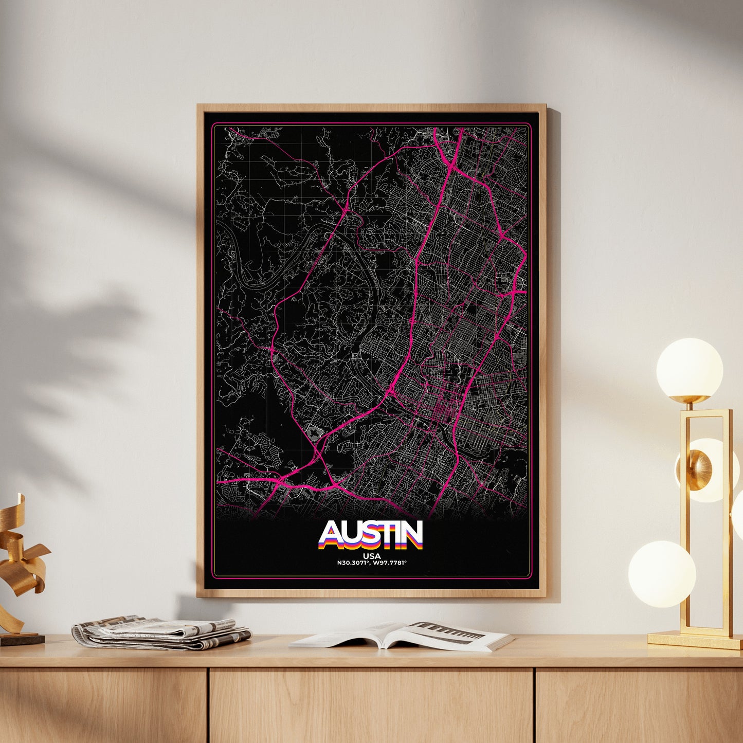 Austin Retro Map Poster