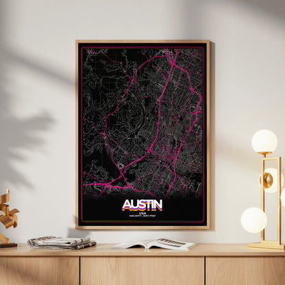 Austin Retro Map Poster