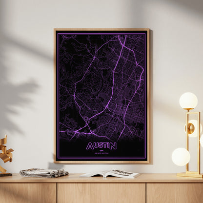 Austin Phosphor Map Poster - EGA Violet