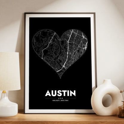 Austin Heart Map Poster