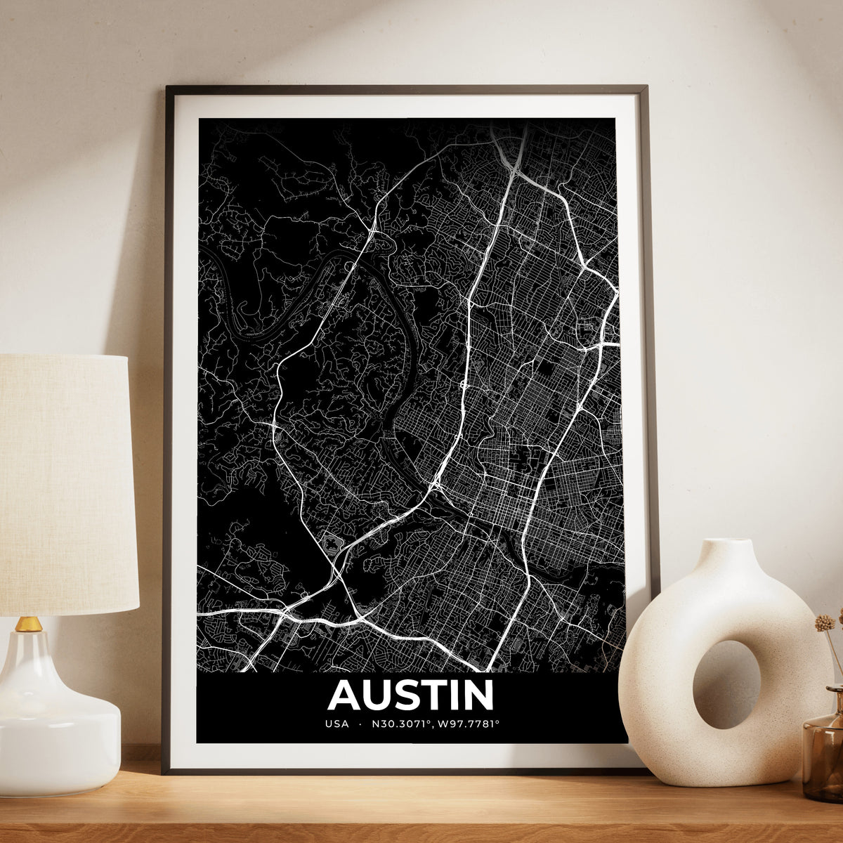Austin Elegant Map Poster