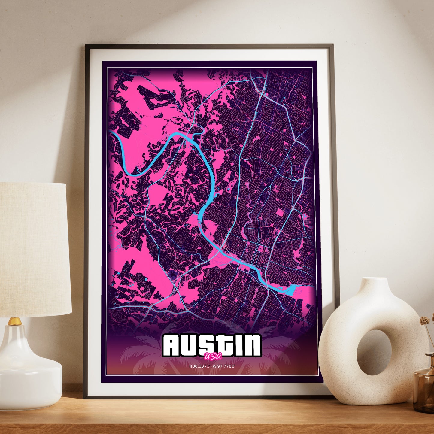 Austin GTA Map Poster