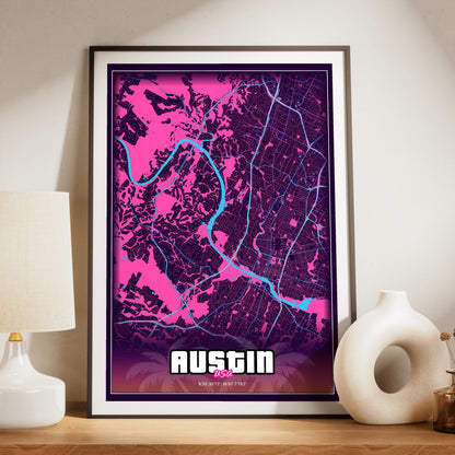 Austin GTA Map Poster