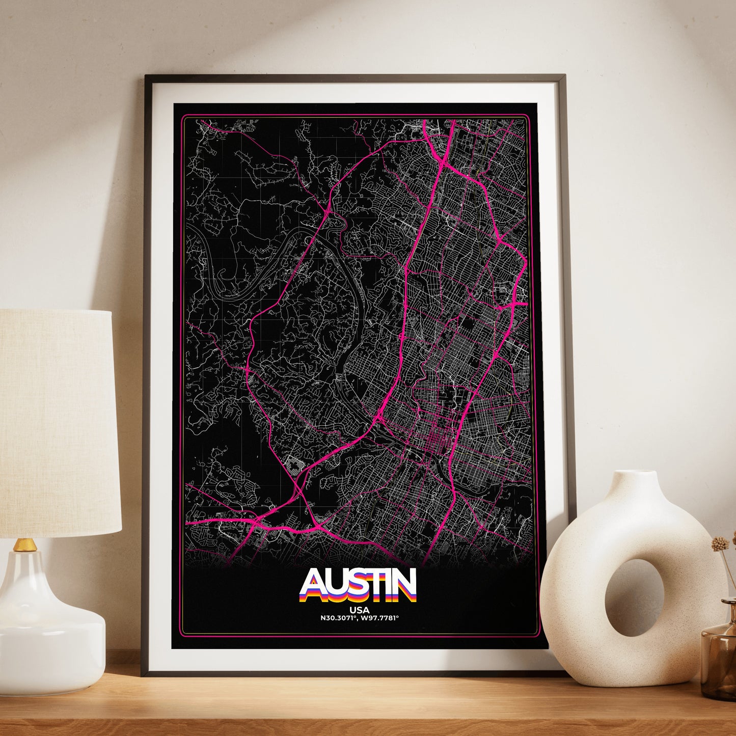 Austin Retro Map Poster