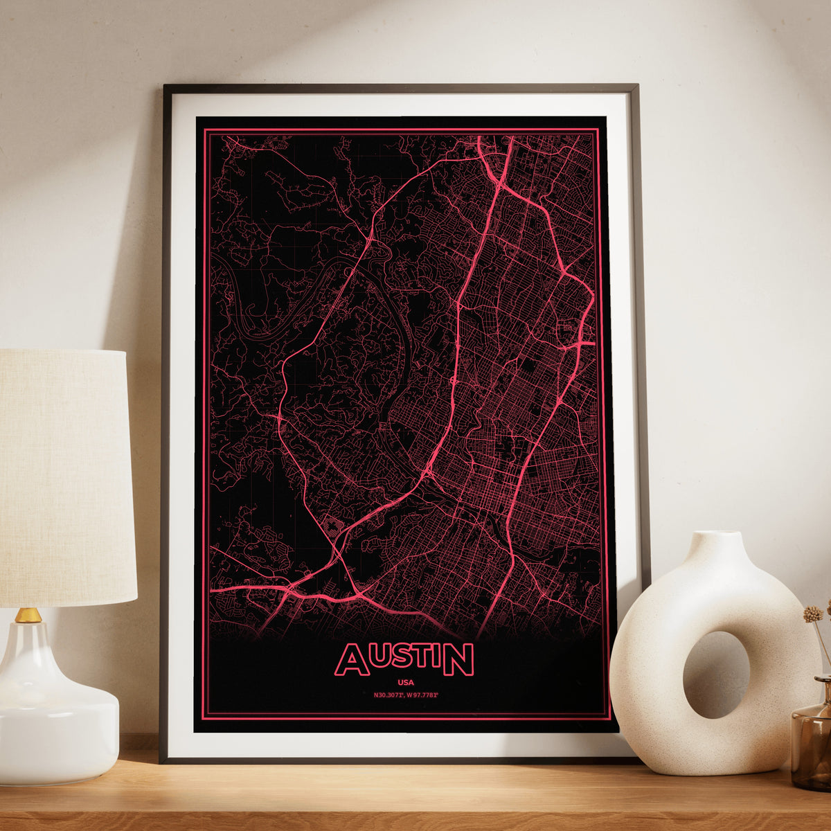 Austin Phosphor Map Poster - System Alert