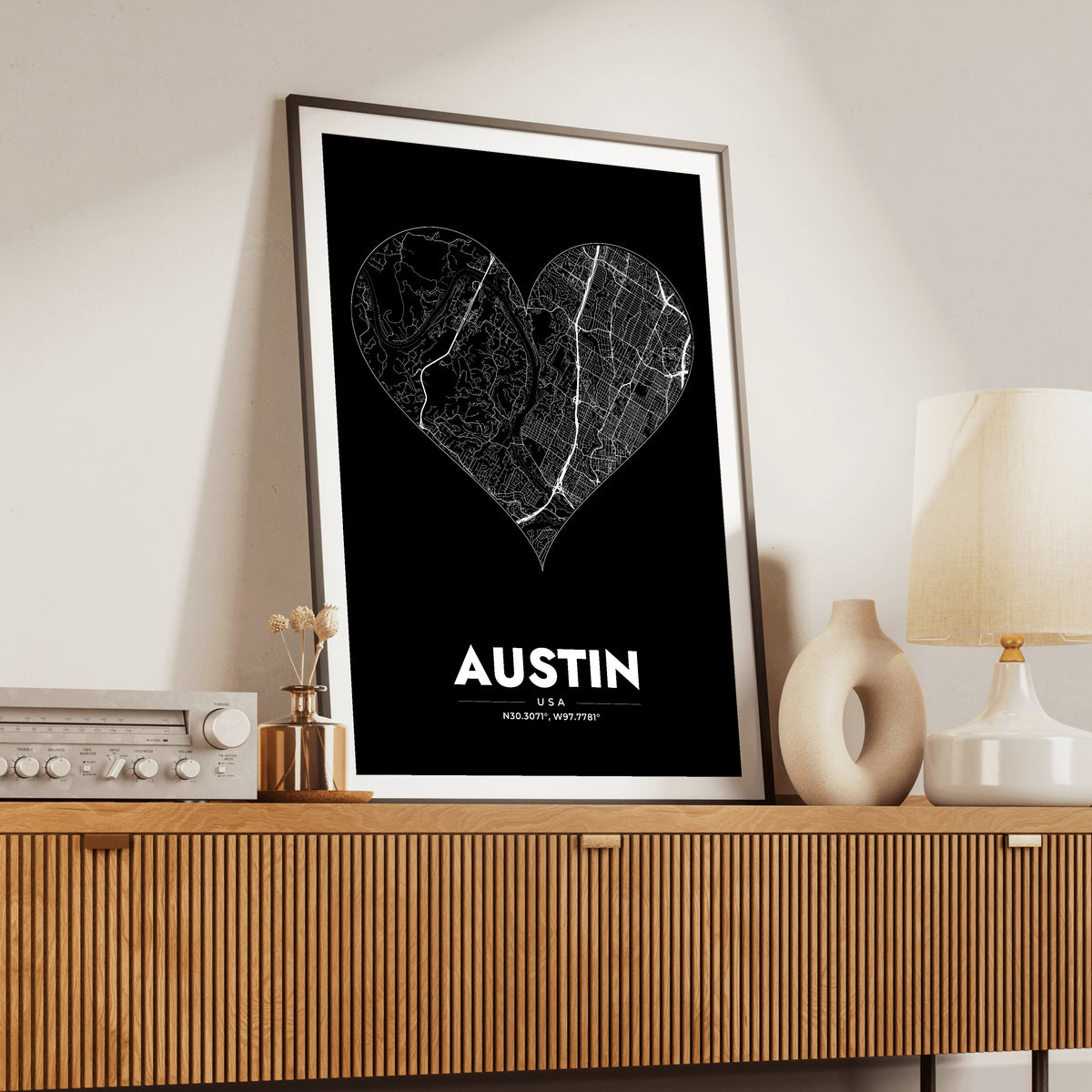 Austin Heart Map Poster