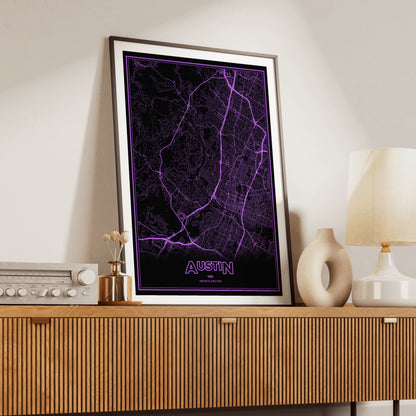Austin Phosphor Map Poster - EGA Violet