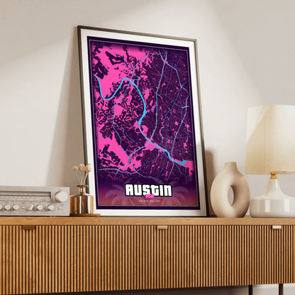Austin GTA Map Poster
