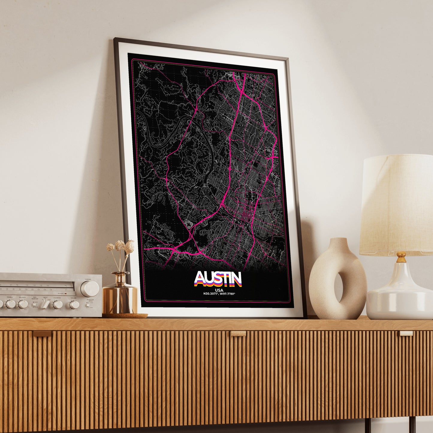 Austin Retro Map Poster