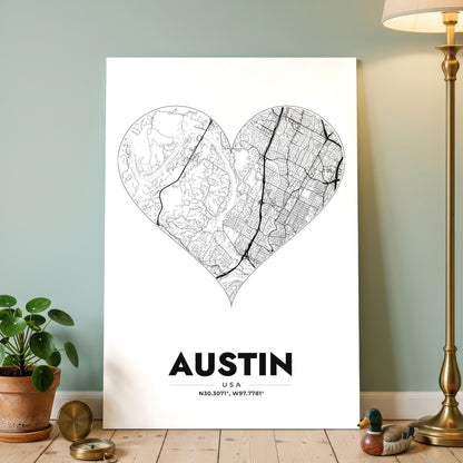 Austin Heart Map Poster