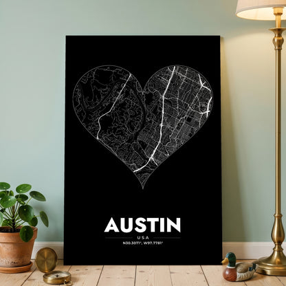 Austin Heart Map Poster