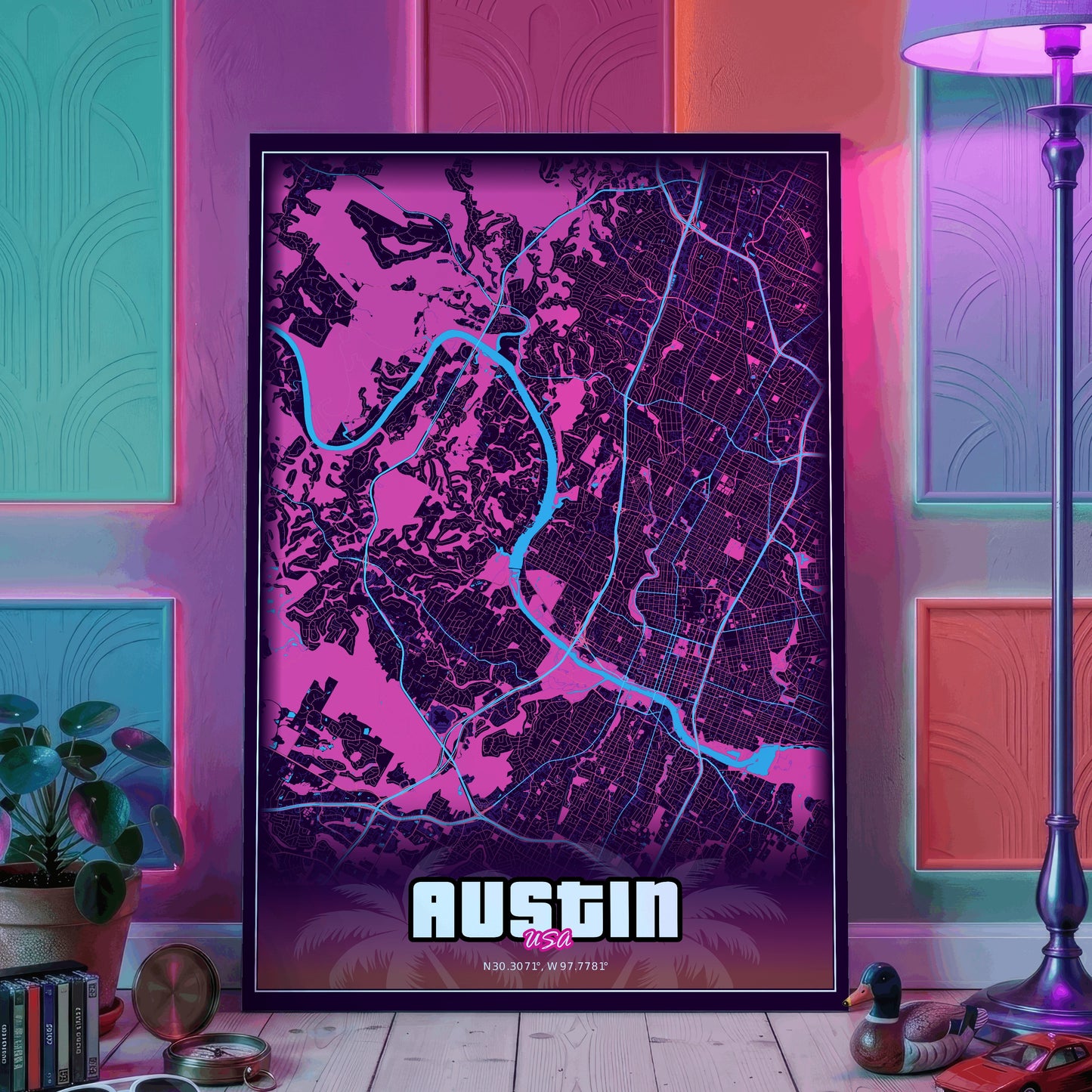Austin GTA Map Poster