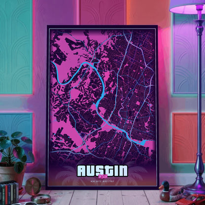 Austin GTA Map Poster
