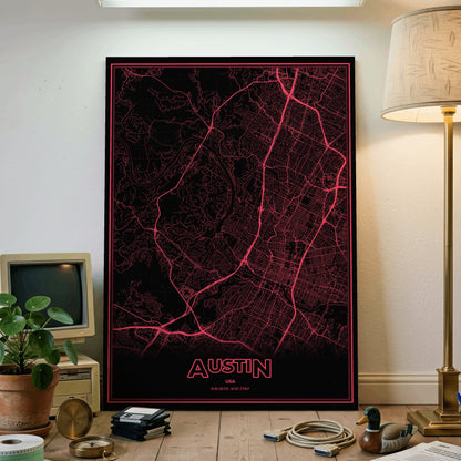 Austin Phosphor Map Poster - System Alert