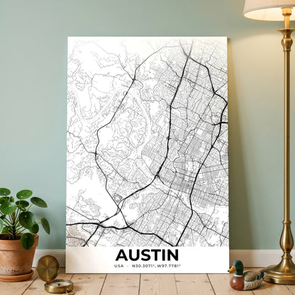 Austin Elegant Map Poster