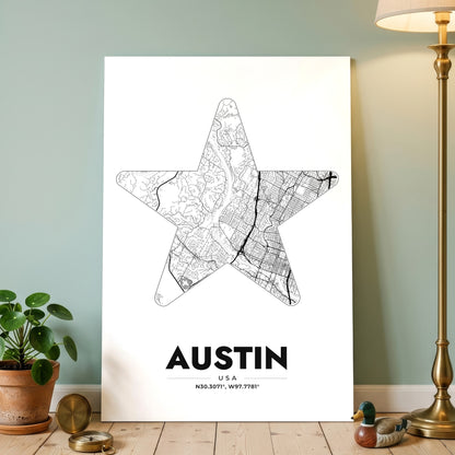 Austin Star Map Poster