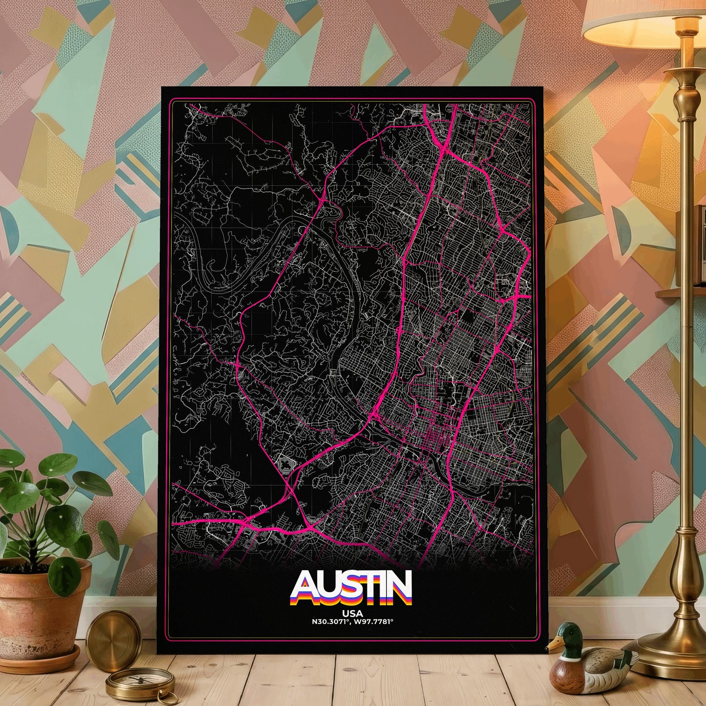 Austin Retro Map Poster
