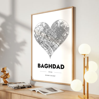 Baghdad Heart Map Poster
