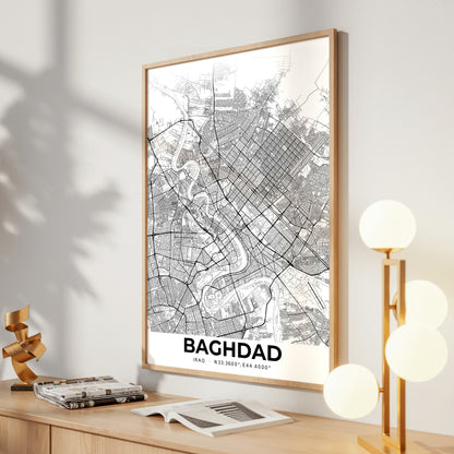 Baghdad Elegant Map Poster