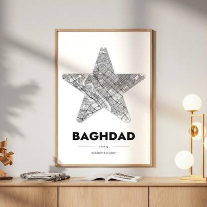 Baghdad Star Map Poster