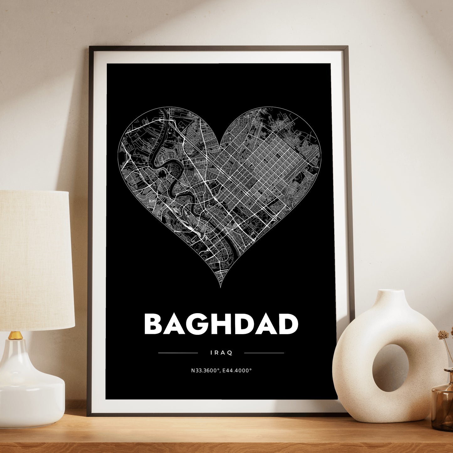 Baghdad Heart Map Poster