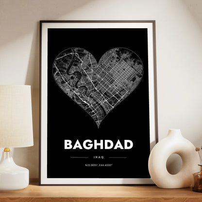 Baghdad Heart Map Poster