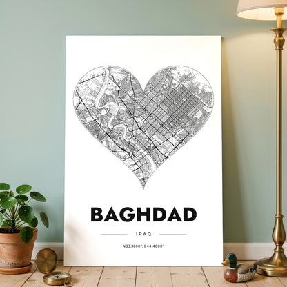 Baghdad Heart Map Poster