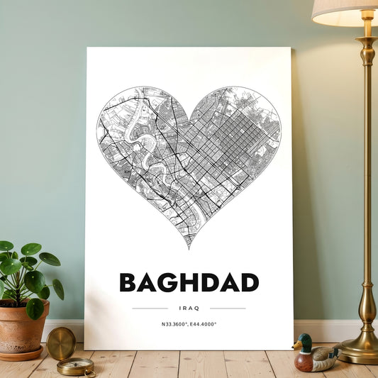 Baghdad Heart Map Poster