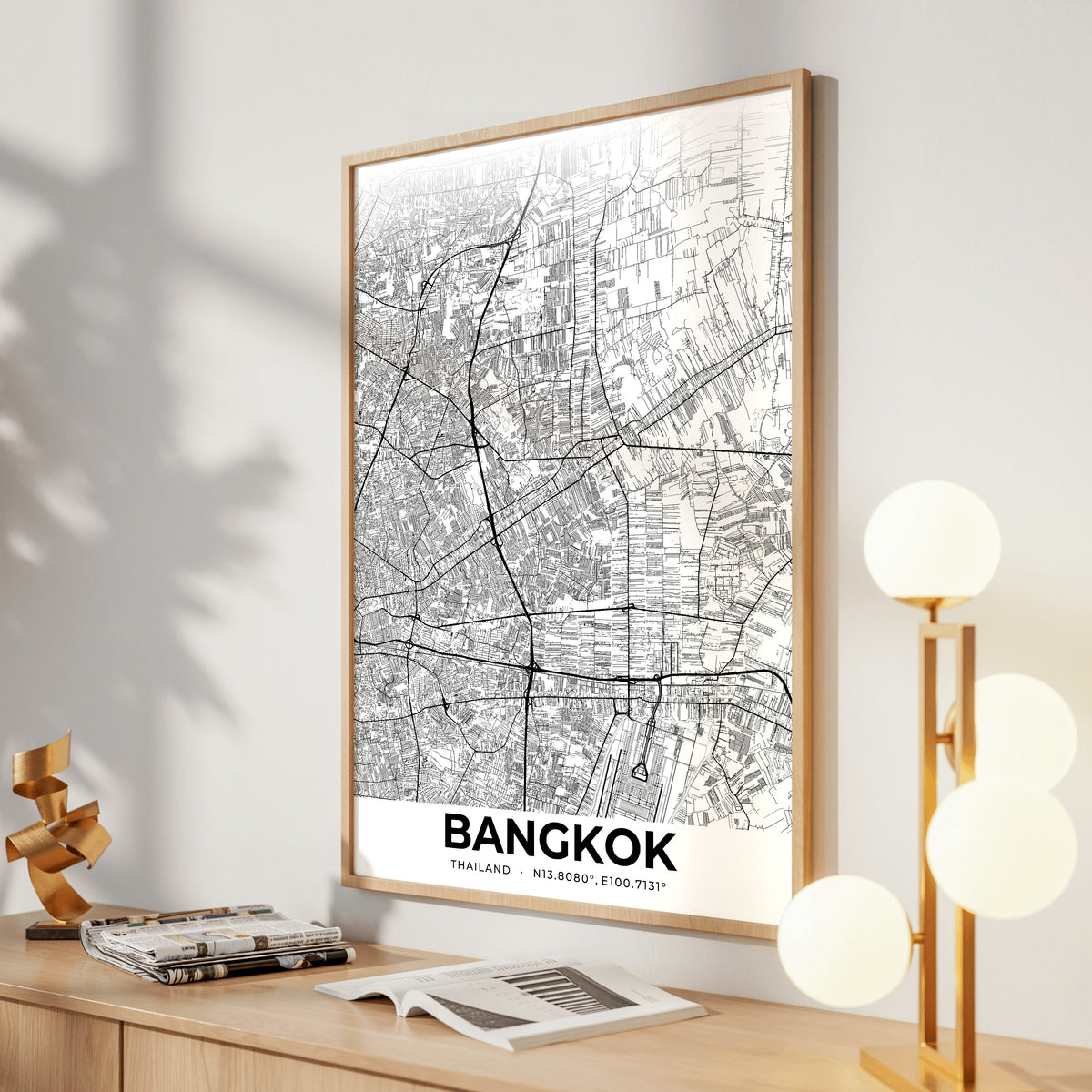 Bangkok Elegant Map Poster