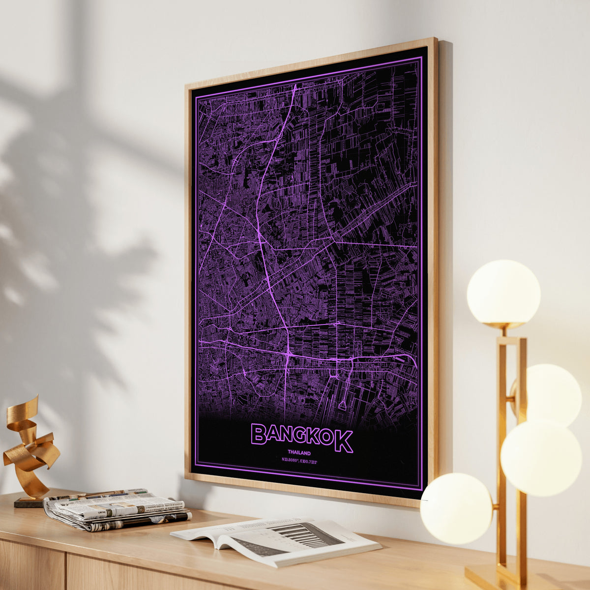 Bangkok Phosphor Map Poster - EGA Violet